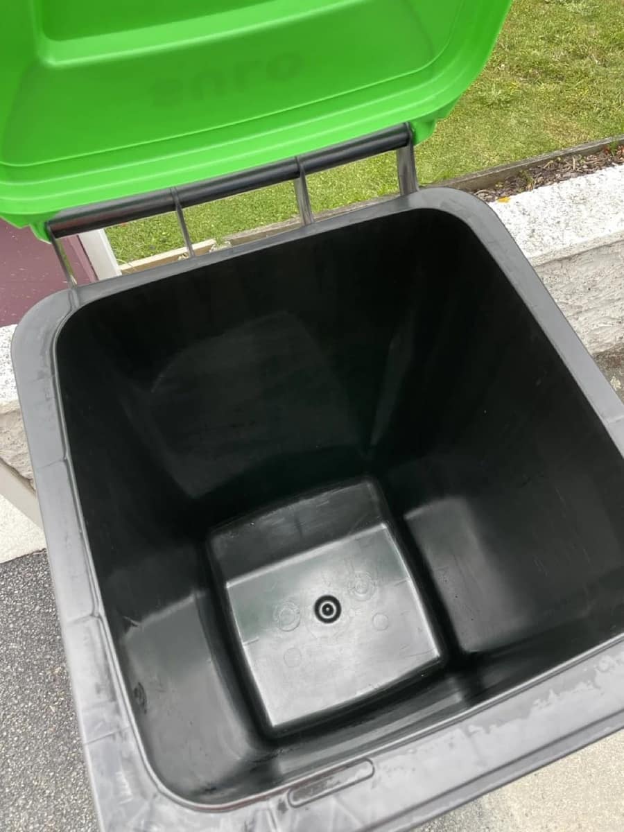 Spotlessly clean bin interior after Bin Blast